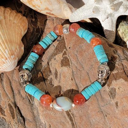 Turquoise, Red Dragon Vein Agate And Serpentine..
