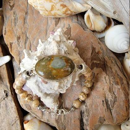Fossil Crinoid And Ocean Jasper Natural Healing..
