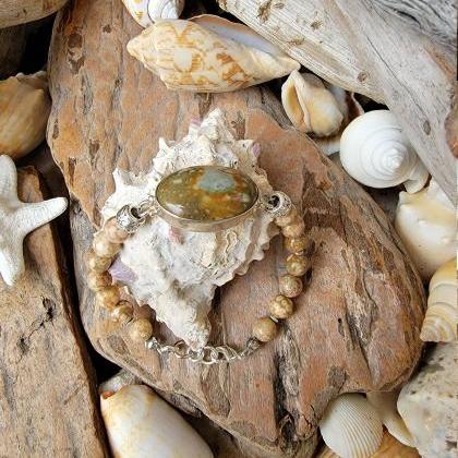 Fossil Crinoid And Ocean Jasper Natural Healing..