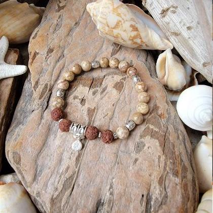 Fossil Crinoid Natural Healing Gemstone Bracelet..