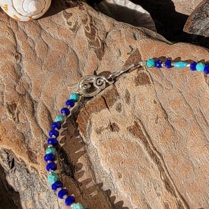 Anklet Turquoise And Jade Natural Healing Gemstone..