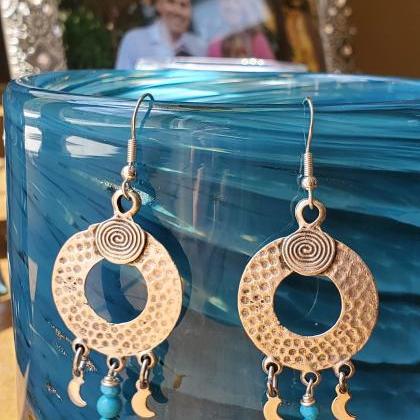 Turquoise Natural Healing Gemstone Earrings With..