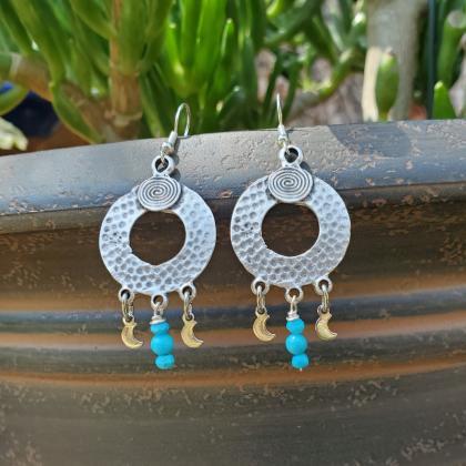 Turquoise Natural Healing Gemstone Earrings With..