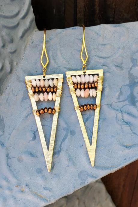 Pink Opal Natural Healing Gemstone Earrings with 18kt Gold Filled Ear Wires