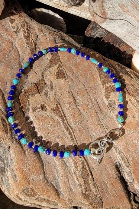 Anklet Turquoise and Jade Natural Healing Gemstone Anklet 